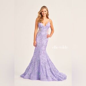 Ellie Wilde EW35011 Lavender Purple Sequin Mermaid Prom Dress sz 0/2